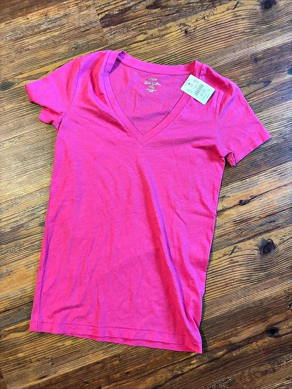 J.Crew Slub Cotton Tee V-Neck Cotton Tee in Pink XXS NWT